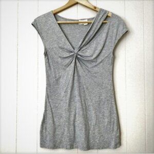 Anthropologie DELETTA Tee Womens S Heather Gray Jersey Cut Out Knotted Top EUC